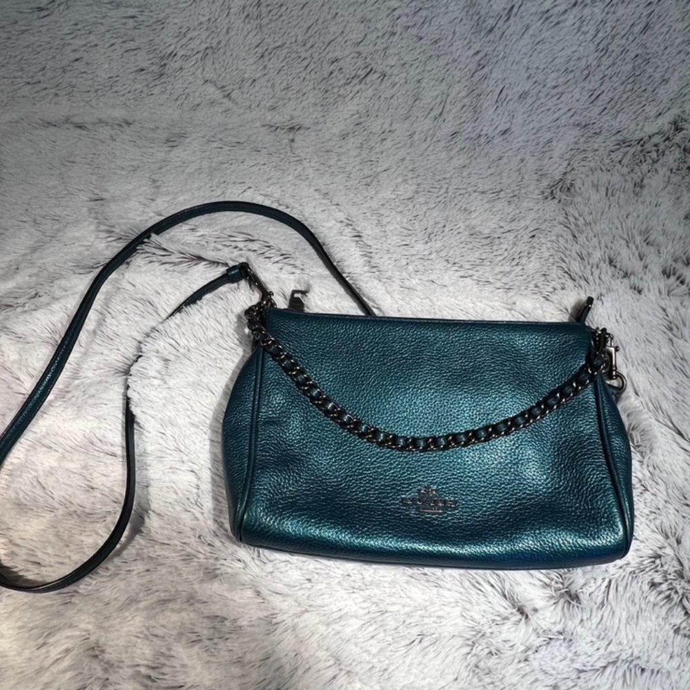 Coach Green Metallic Crossbody Purse